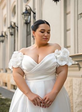 Plus Size Asymmetrical Wedding Dress