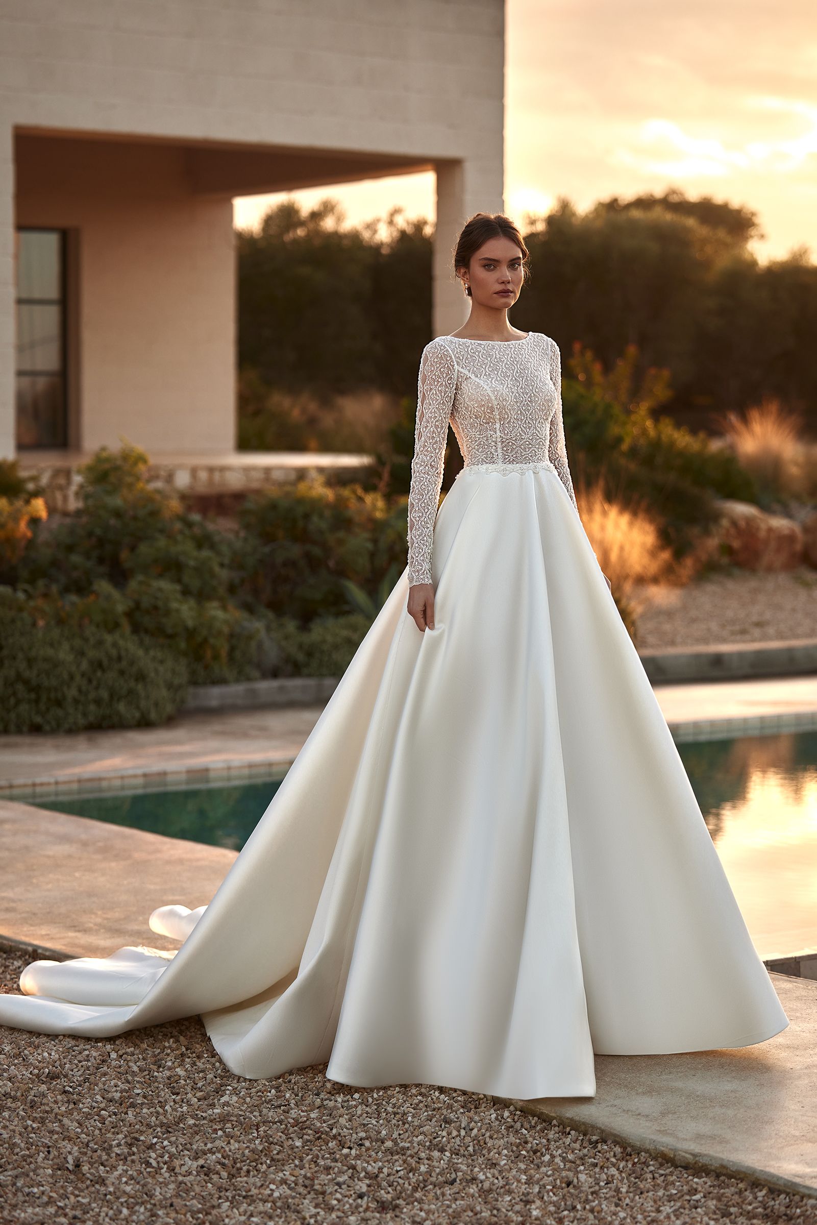 ★BAU by Bride And You★2024夏服★SKYE BALLOON LONG DRESS elegant-sky-blue-printing-